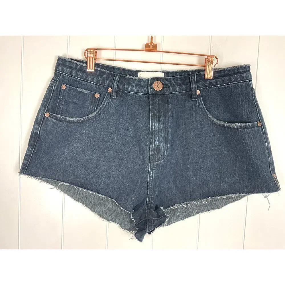 One‎ Teaspoon The One Fox Black Denim Cut Off Shorts NWT Size 34